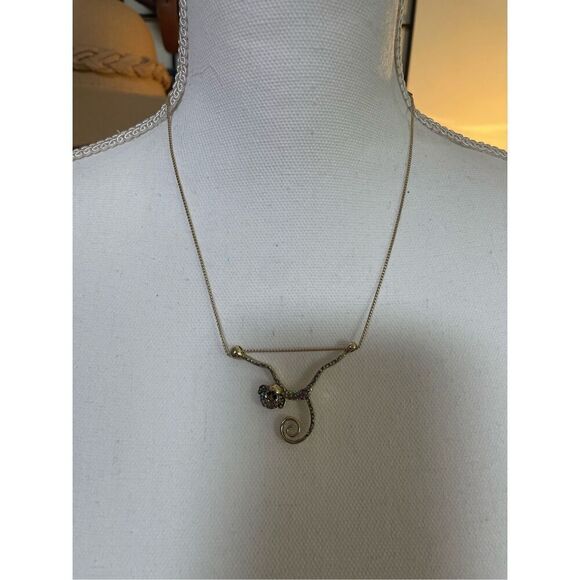 Betsey Johnson Welcome To The Jungle Gold Tone Monkey Pendant Necklace - Picture 2 of 7